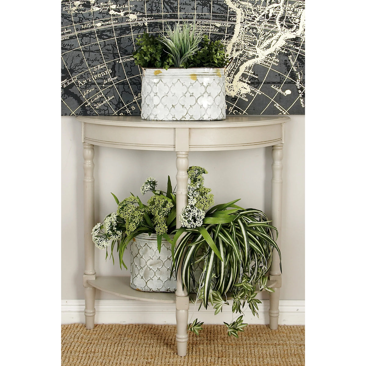 Cream Half Moon Wood Console Table S789
