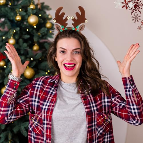 36 Pcs Christmas Reindeer Antler Headbands with Bell W423348