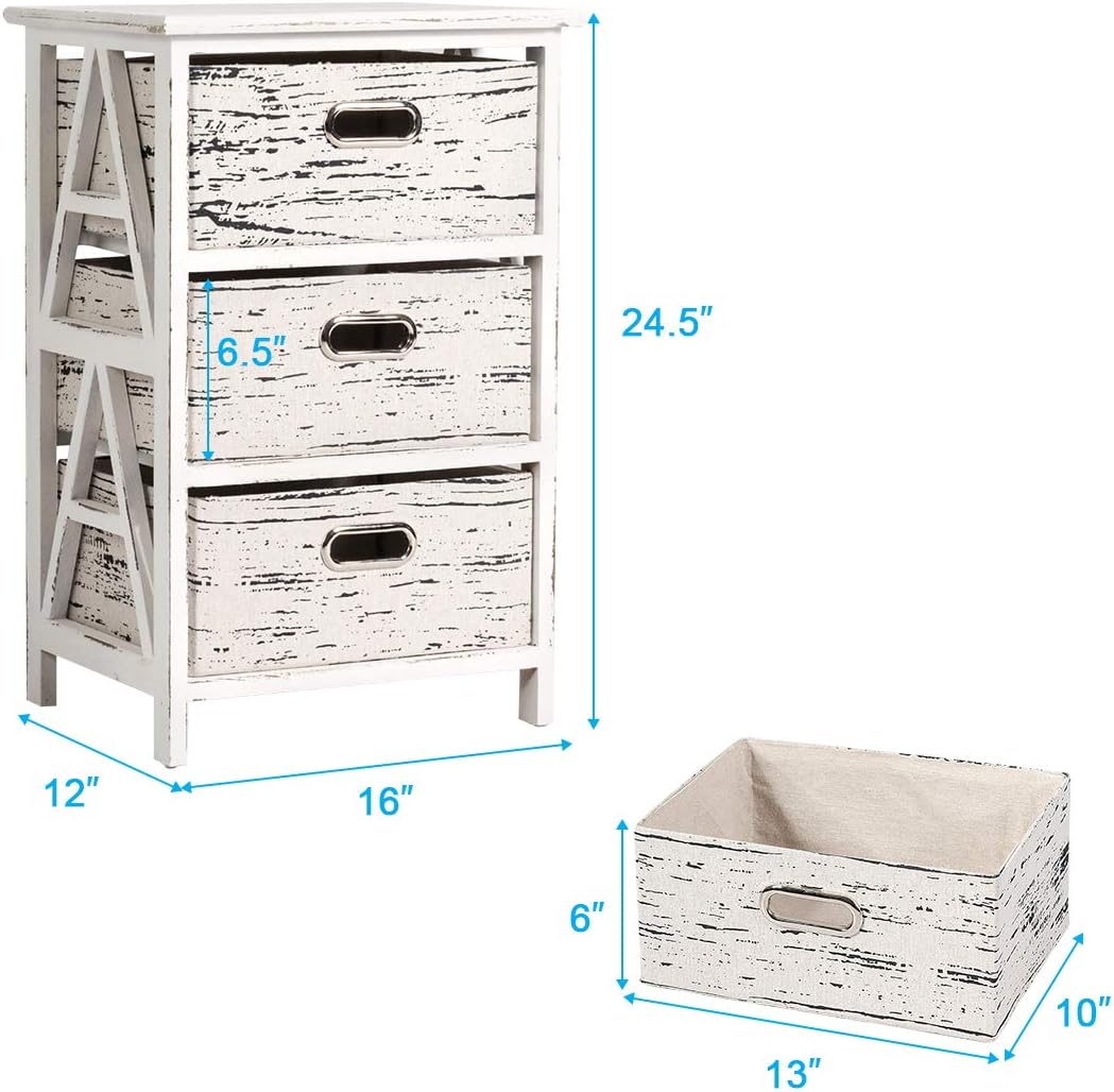 3 Fabrics Storage Drawer Units with Wood Frame O100224
