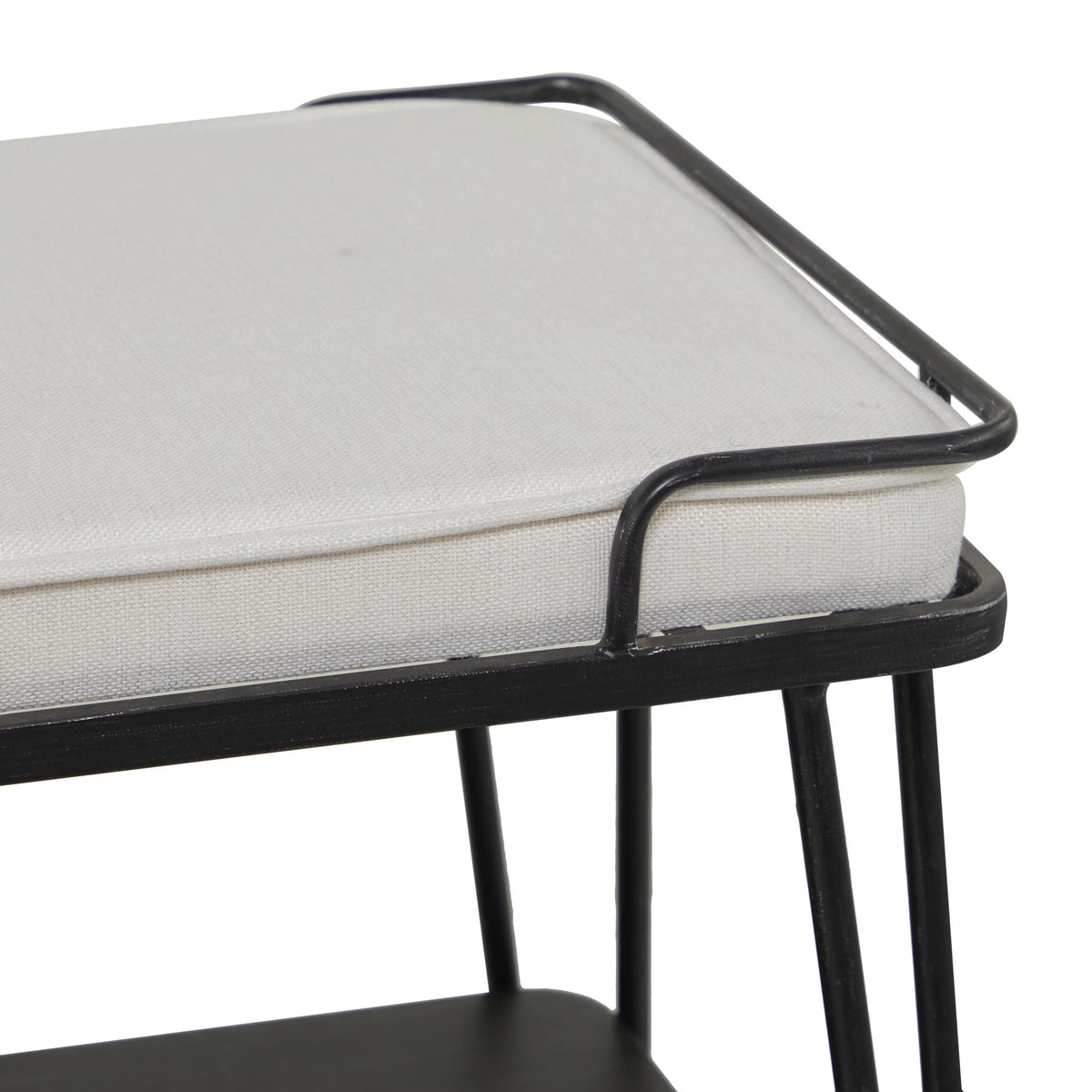 Metal Single Shelf Bench with White Upholstered Seat Q4537