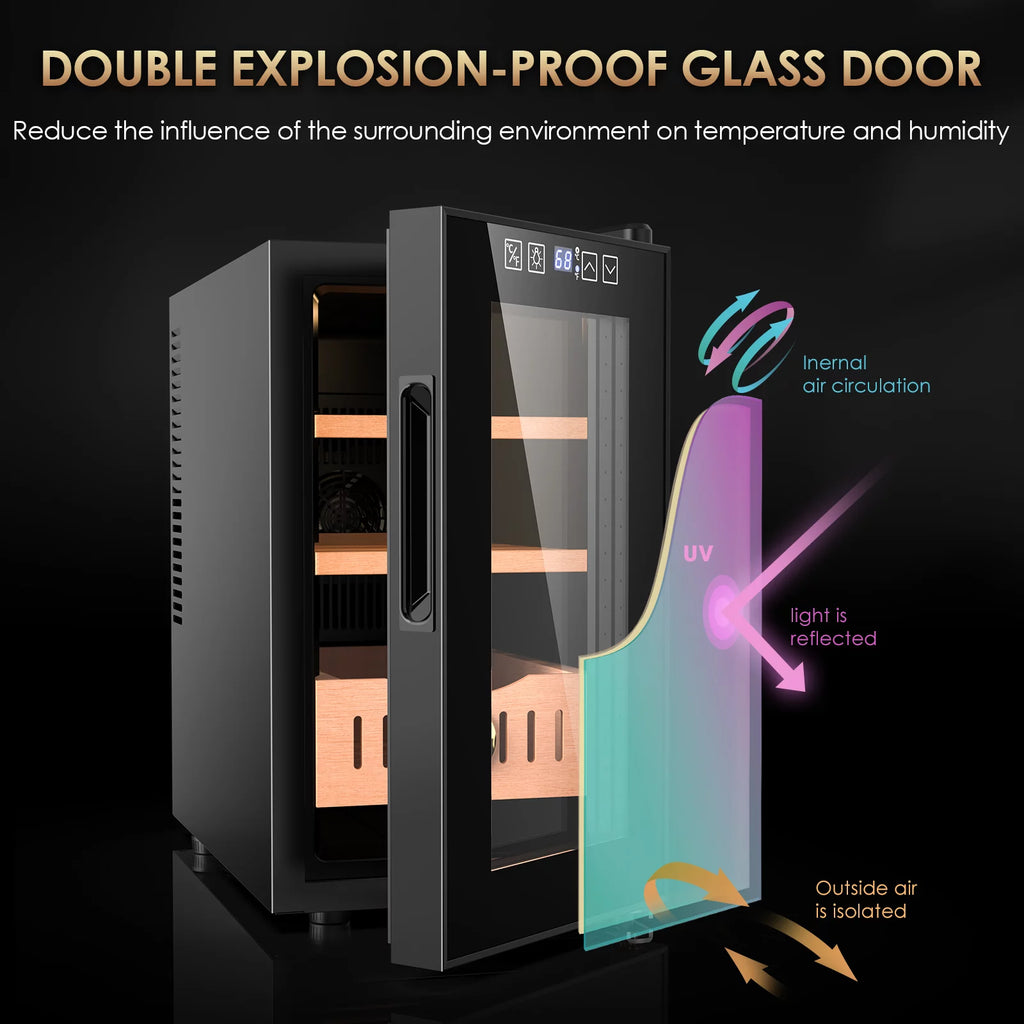 25L 200 Counts Electric Cigar Humidor Cabinet with Heating & Cooling Control N9465