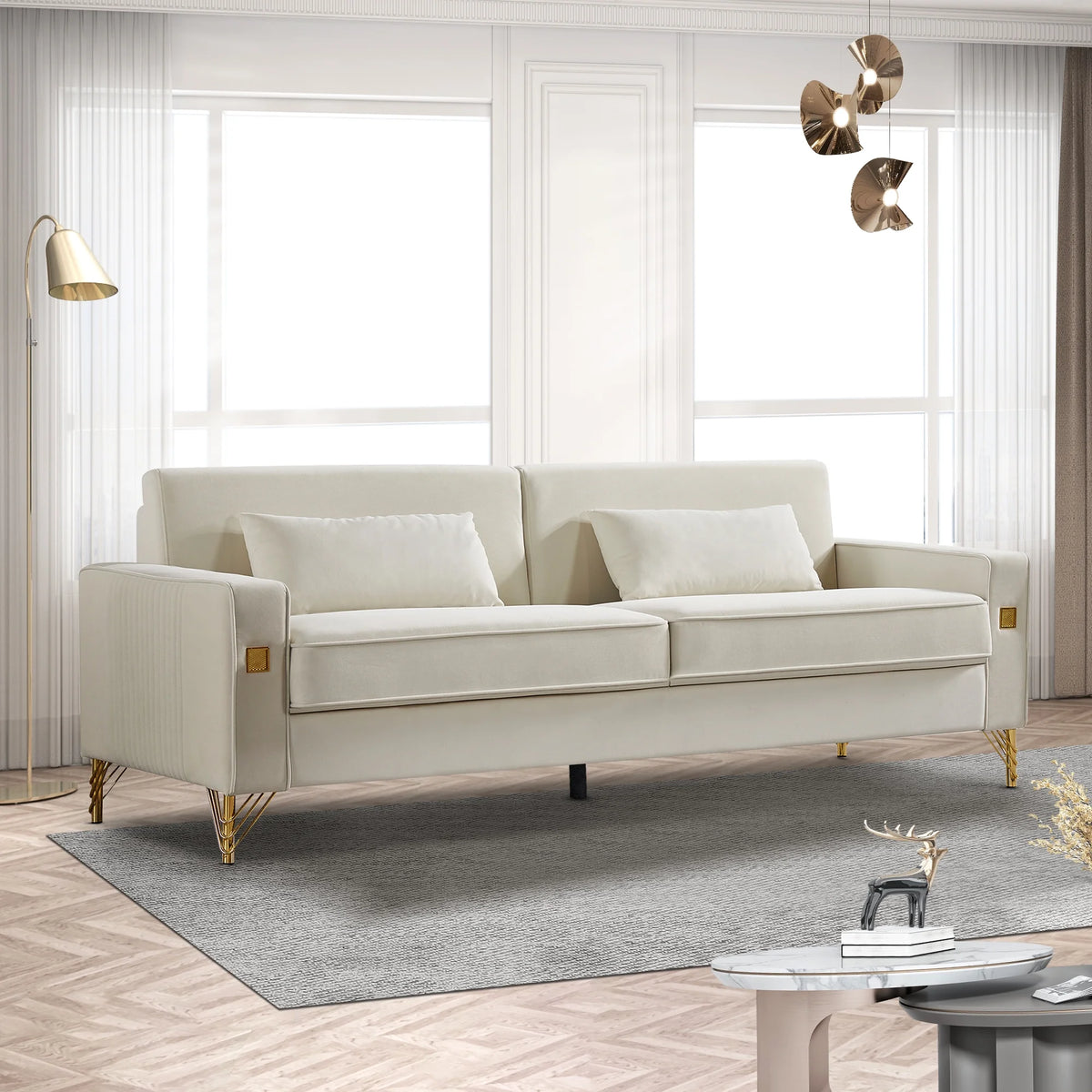 Velvet Sofa with Gold Legs J1286