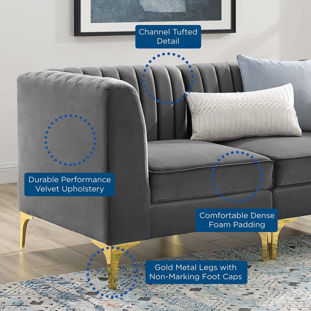 Gray Velvet 8-Piece Sectional Sofa Z130685