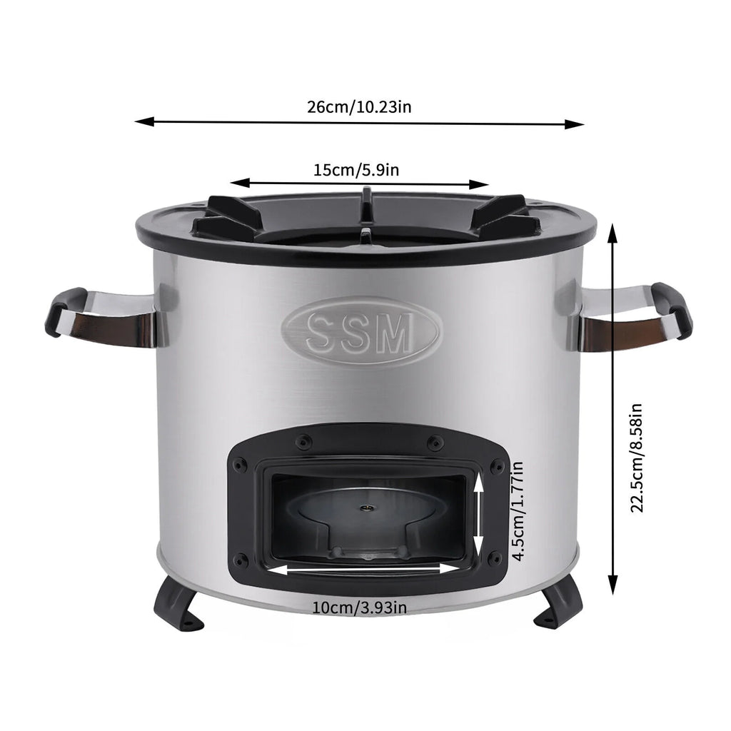 Portable Wood Burning Rocket Stove with Adjustable Firepower Stainless Steel S1366