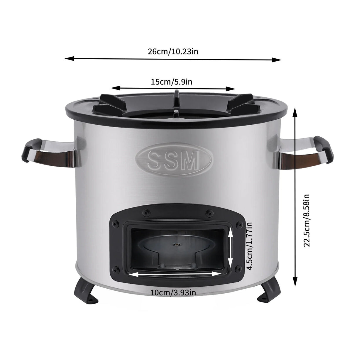Portable Wood Burning Rocket Stove with Adjustable Firepower Stainless Steel S1366
