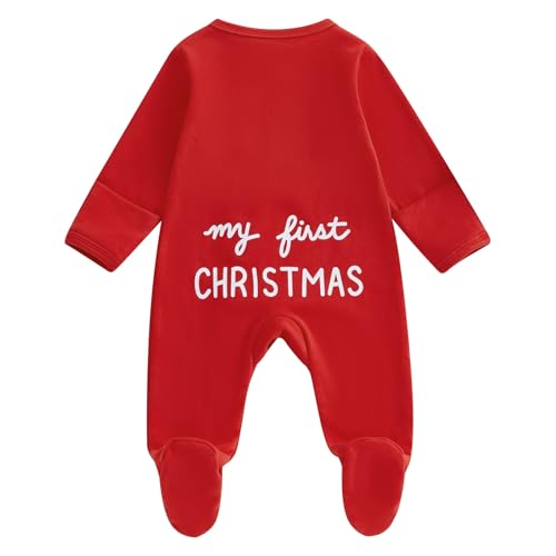 Newborn Christmas Footie Romper Zipper Bodysuit Jumpsuit X427