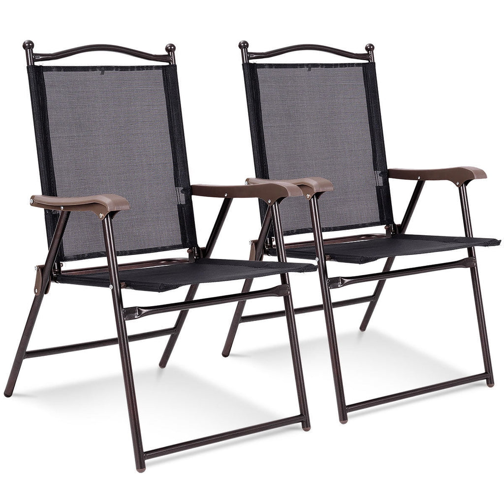 Set of 2 Black Folding Sling Back Chairs I9070