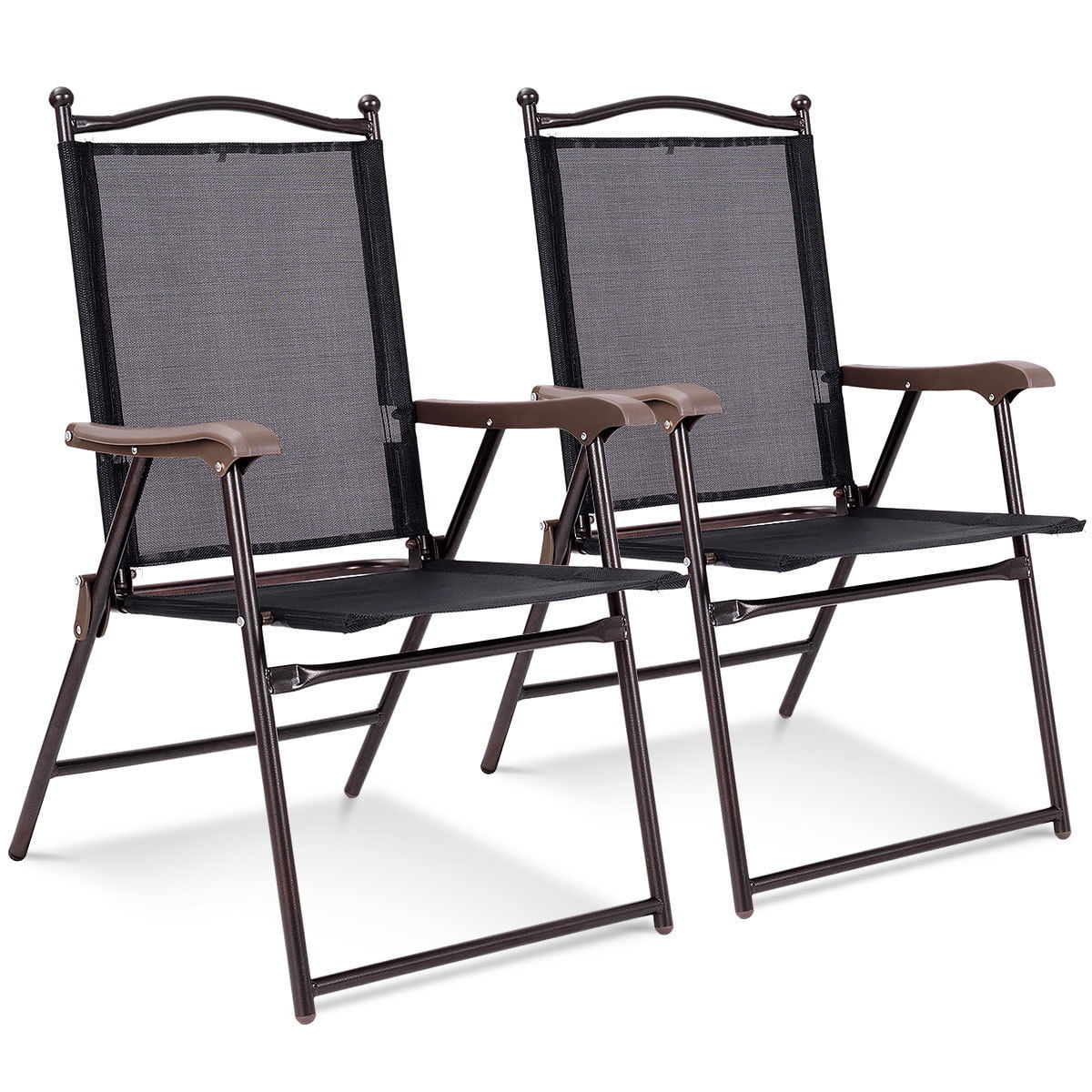 Set of 2 Black Folding Sling Back Chairs I9070