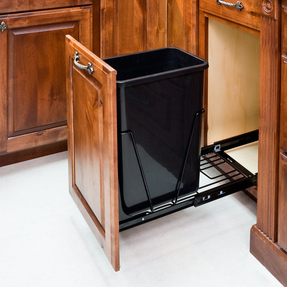 35-Quart Black Single Pull-Out Waste Container System C98677