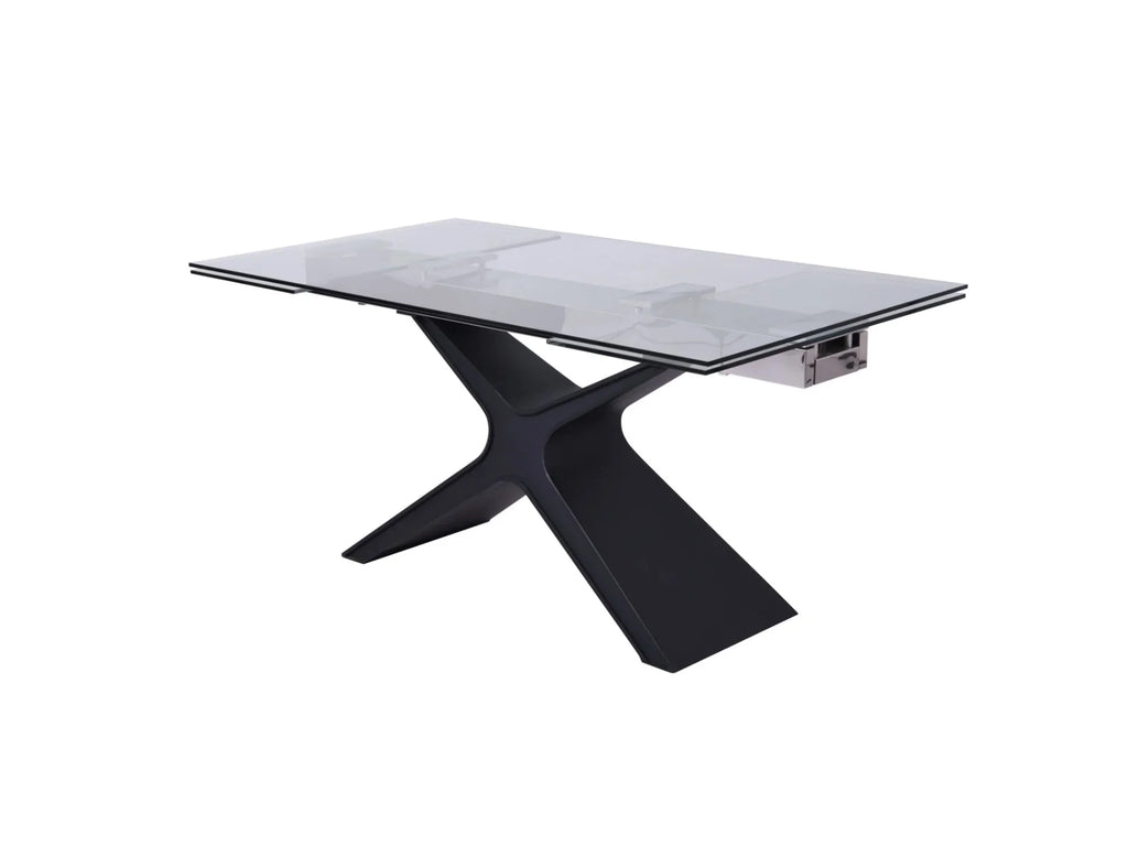Glass & Black Extendable Rectangular Dining Table F624762