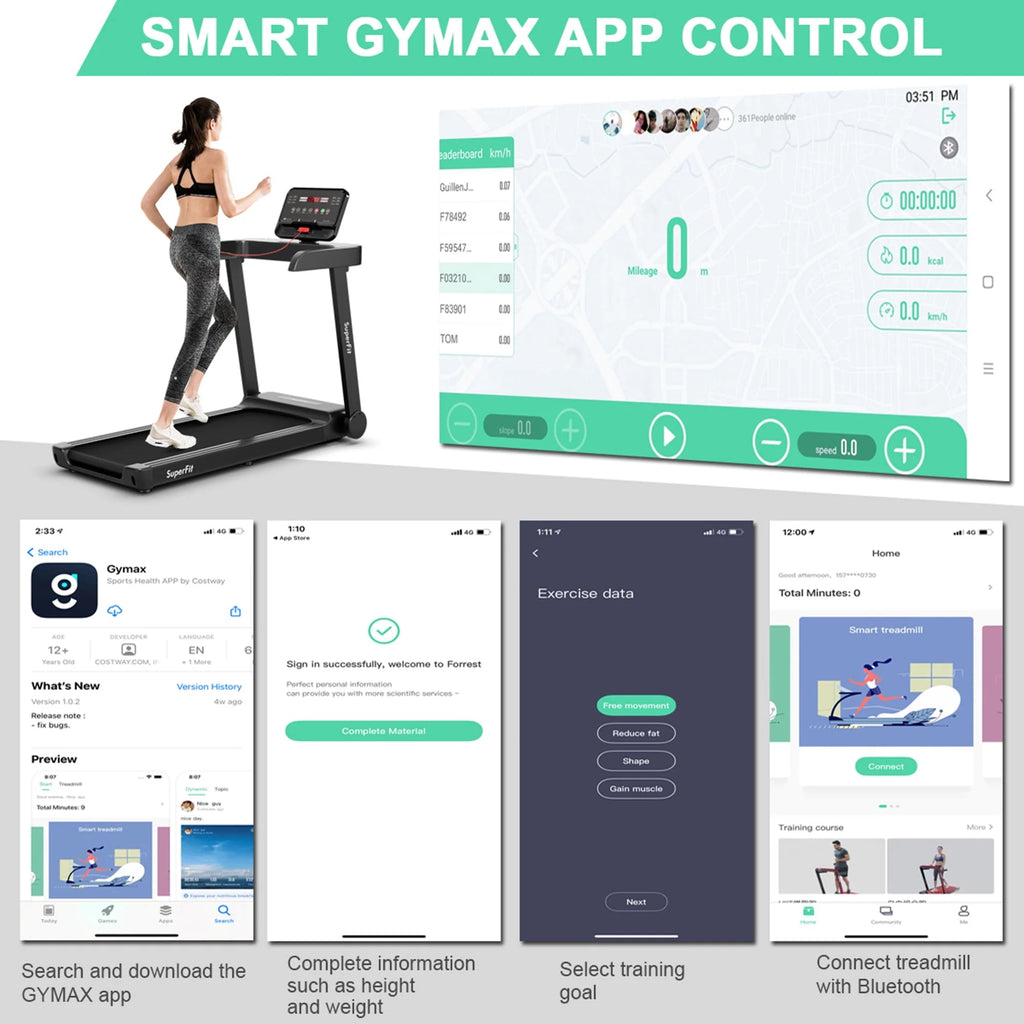 Electric Motorized Treadmill with LED Display S495419