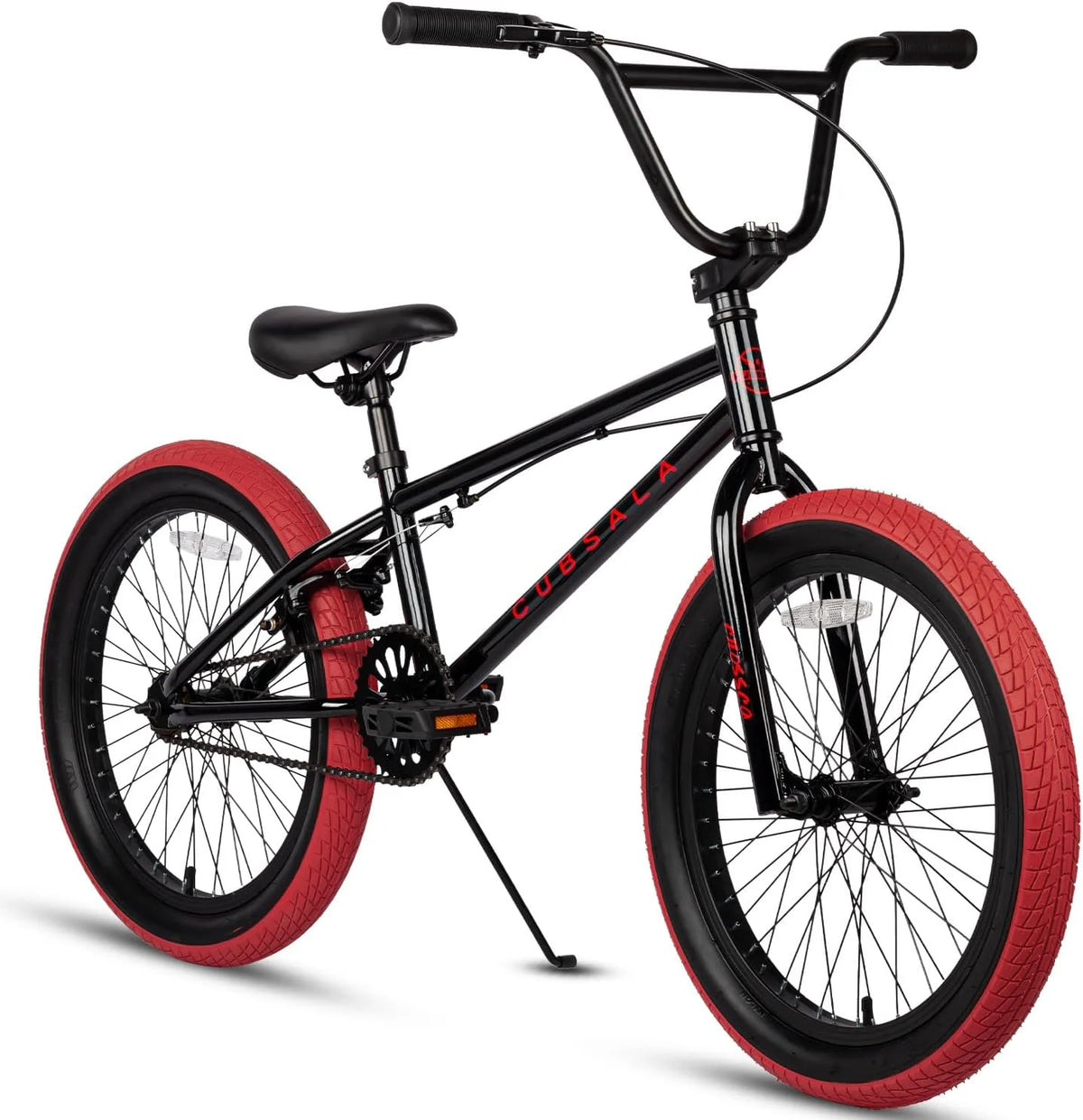 20 in Freestyle BMX Kids Bike Black with Red Tires D56320