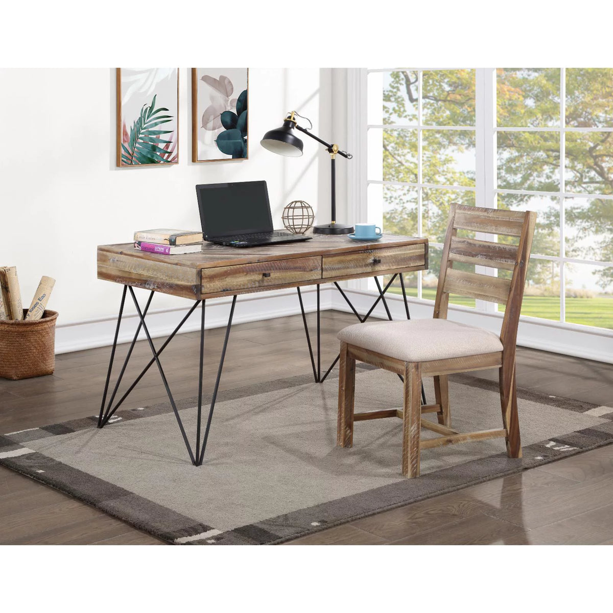 White Wood 2 Drawer Writing Desk A2560