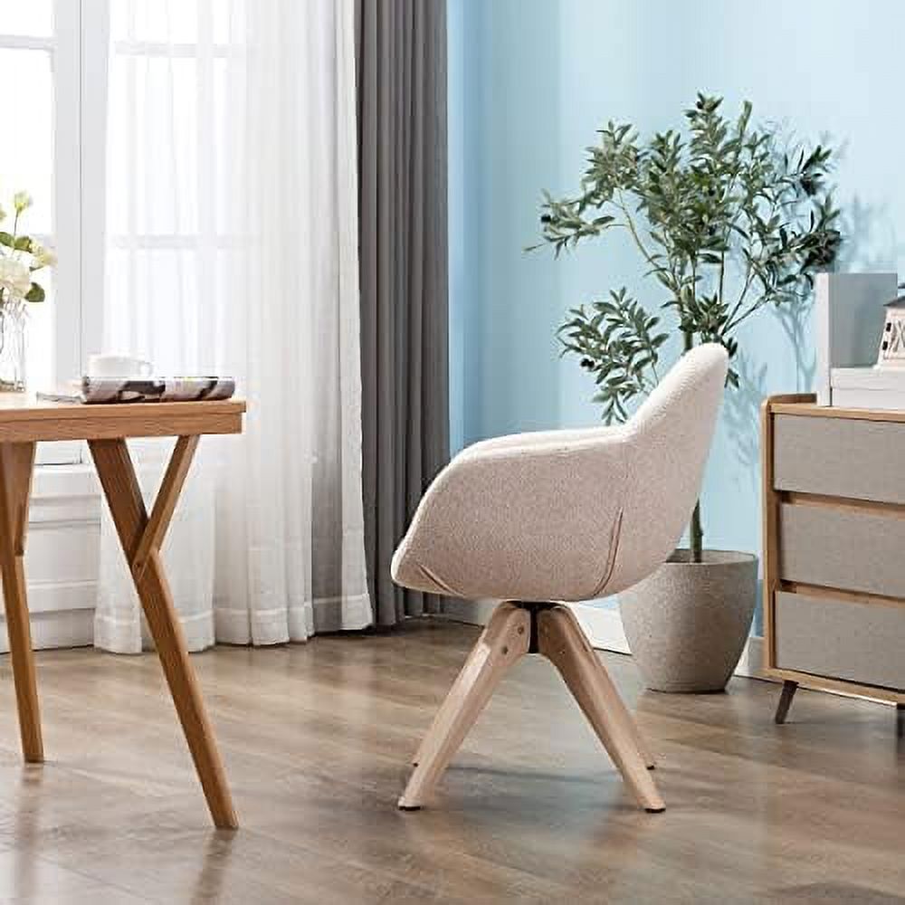 Mid Century Modern Swivel Fabric Accent Chair with Oak Wood Legs D934002