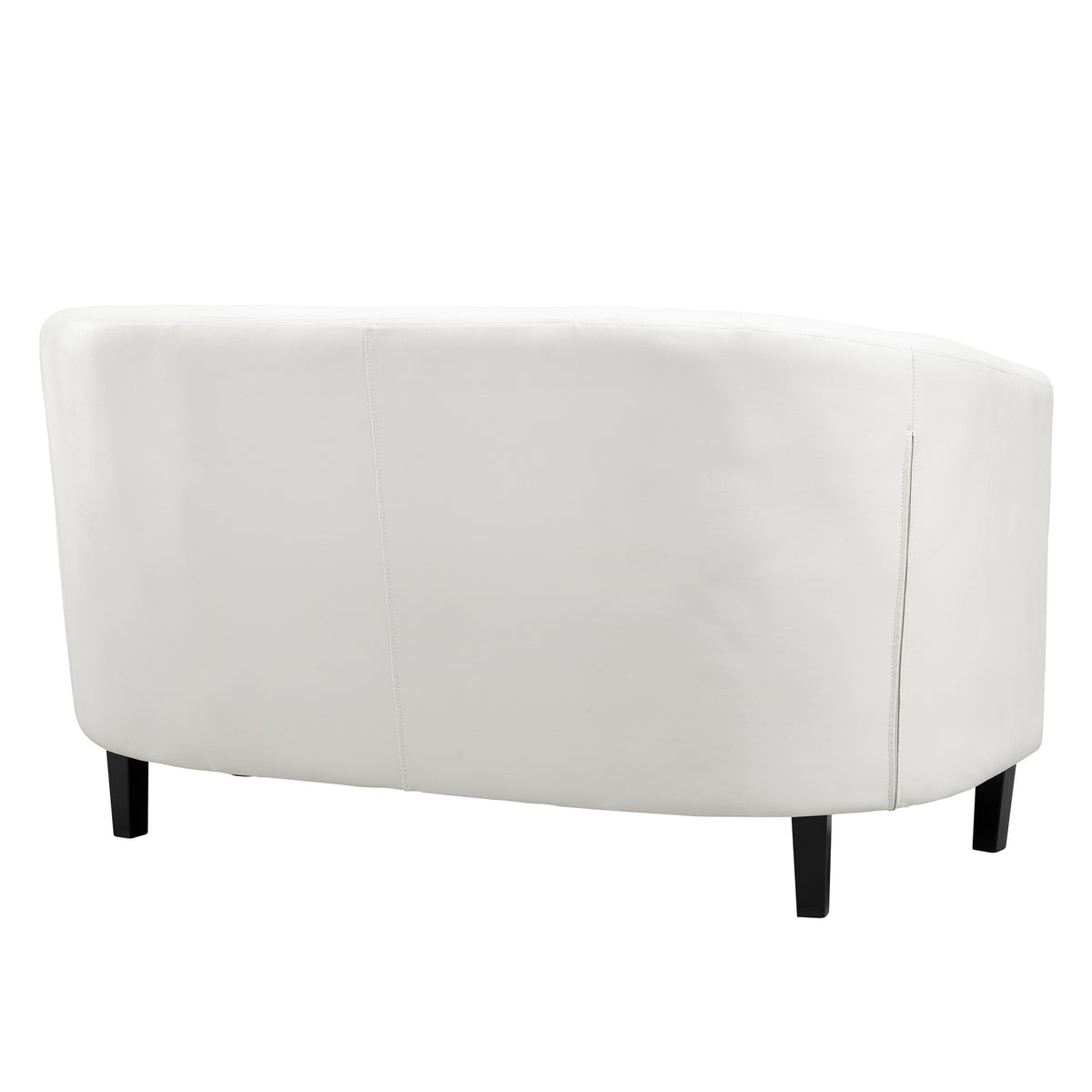White Faux Leather Barrel Loveseat J237