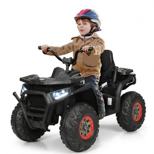 Black Kids Electric 4-Wheeler ATV Quad with MP3 and LED Lights J4661