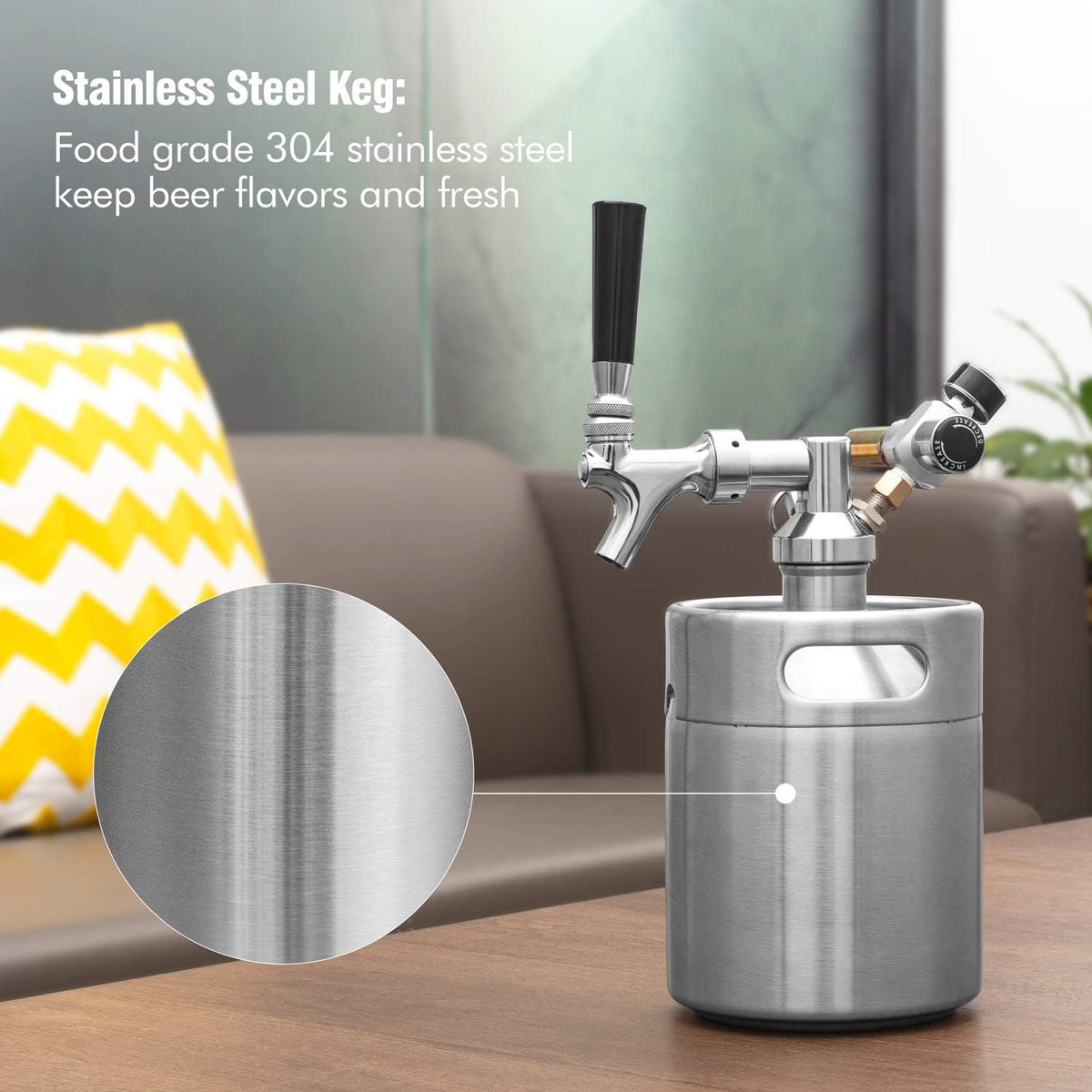 64oz Stainless Steel Pressurized Mini Keg Growler with Co2 Regulator Z232