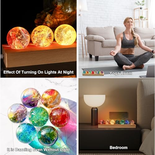 40mm Glass Ball Night Light with LED Wooden Base E9995