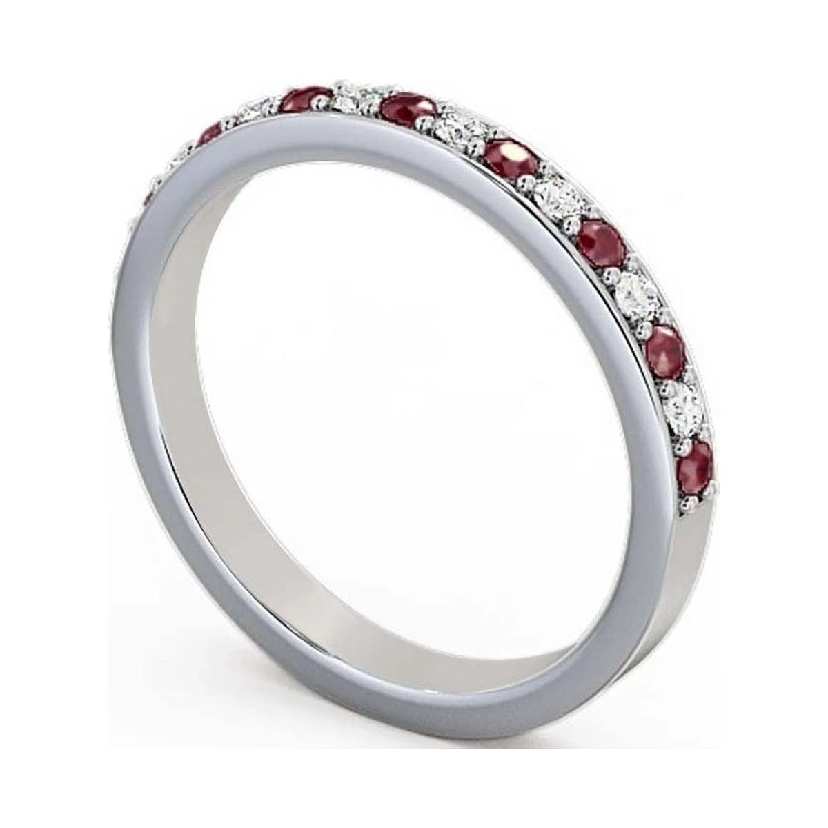 14K White Gold Diamond Ruby Half Eternity Band Z89890