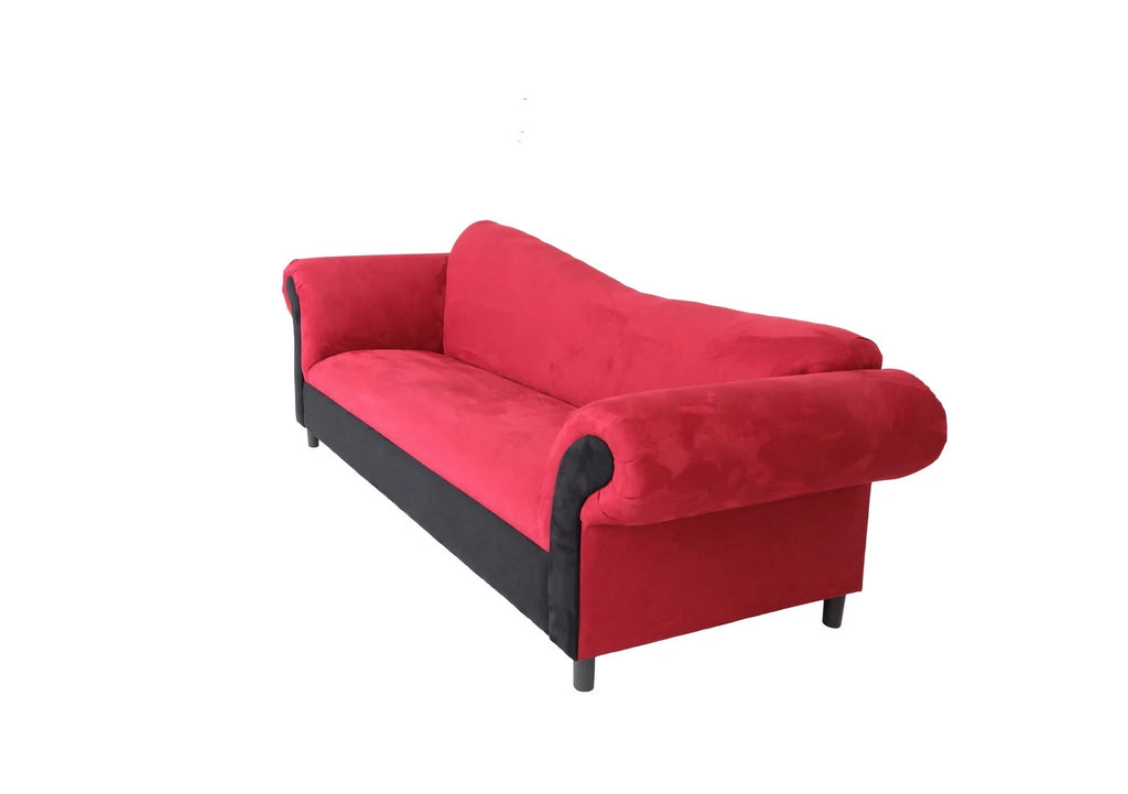 Red Velvet & Black Settee Sofa U342