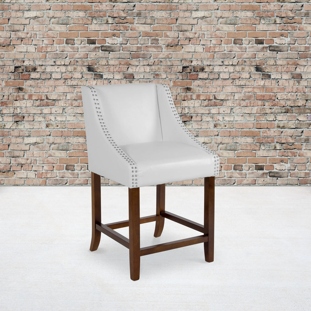 Walnut Counter Height Stool with Faux Leather M2459