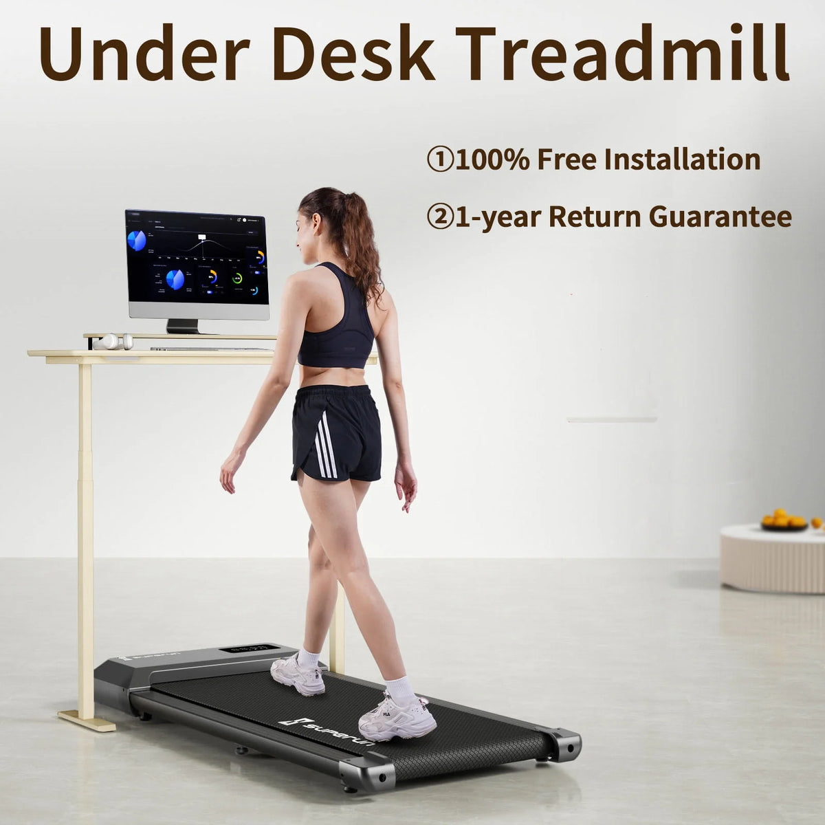 2 in 1 Under Desk Treadmill with Remote Control and LED Display G5568