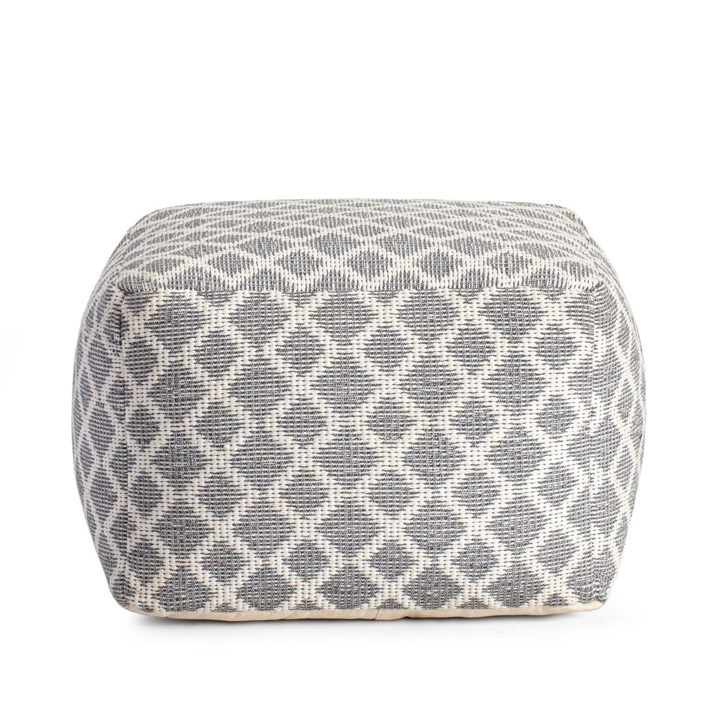 Gray & Ivory Pouf O2972