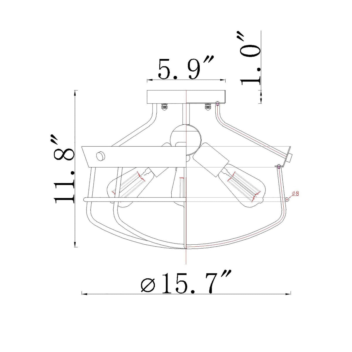 Semi Flush Mount Light H333