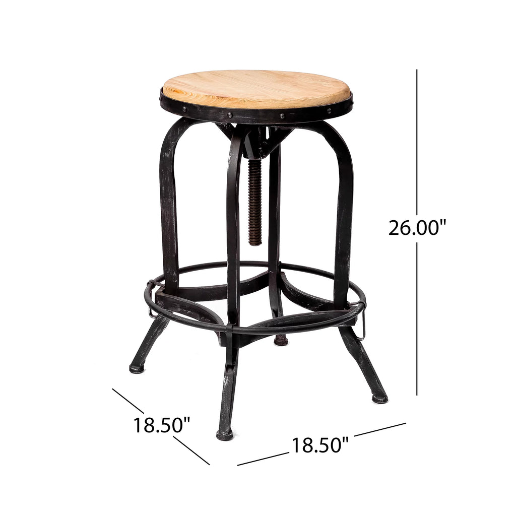 Adjustable Swivel Fir Wood Barstool R6057