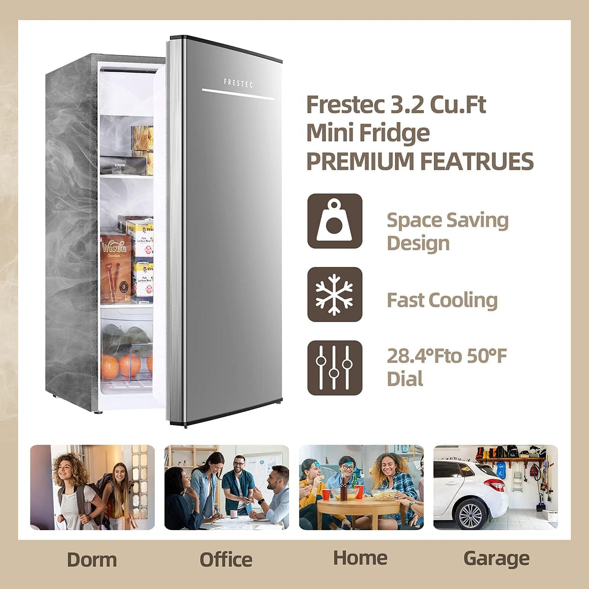 3.2 Cu.Ft Single Door Mini Fridge with Freezer K112749