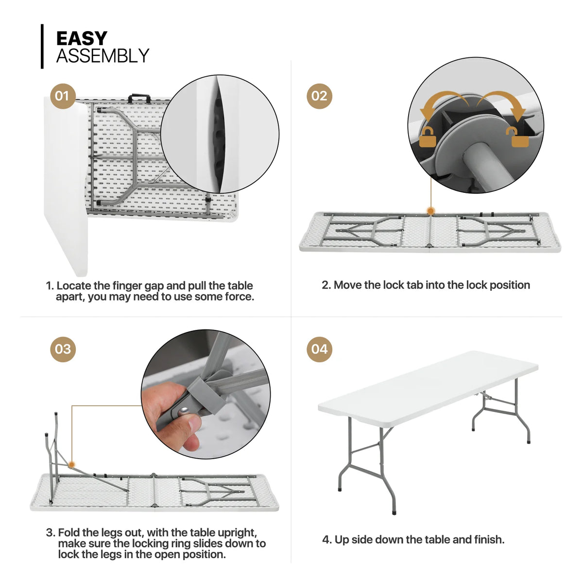 11 Pieces Heavy Duty Utility 8 Ft Folding Plastic Dining Table with Handle and Chair Set E9210
