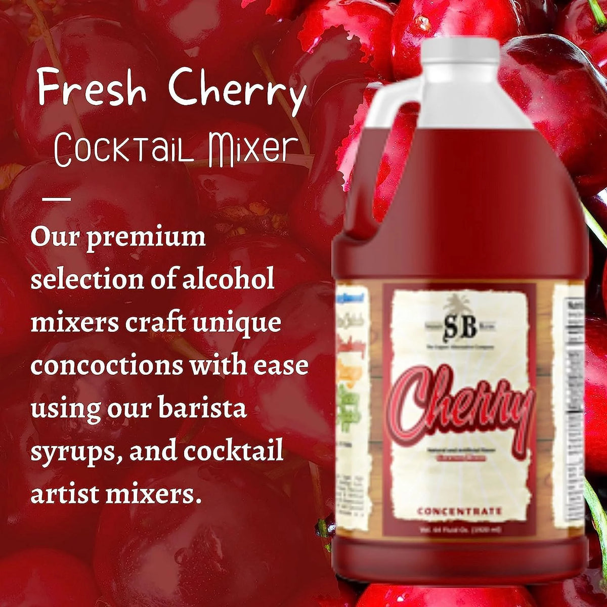 Cherry Flavored Syrup Cocktail Mixer Concentrate 1/2 Gallon X2809
