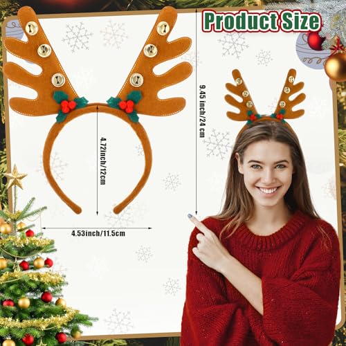 36 Pcs Christmas Reindeer Antler Headbands with Bell W423348