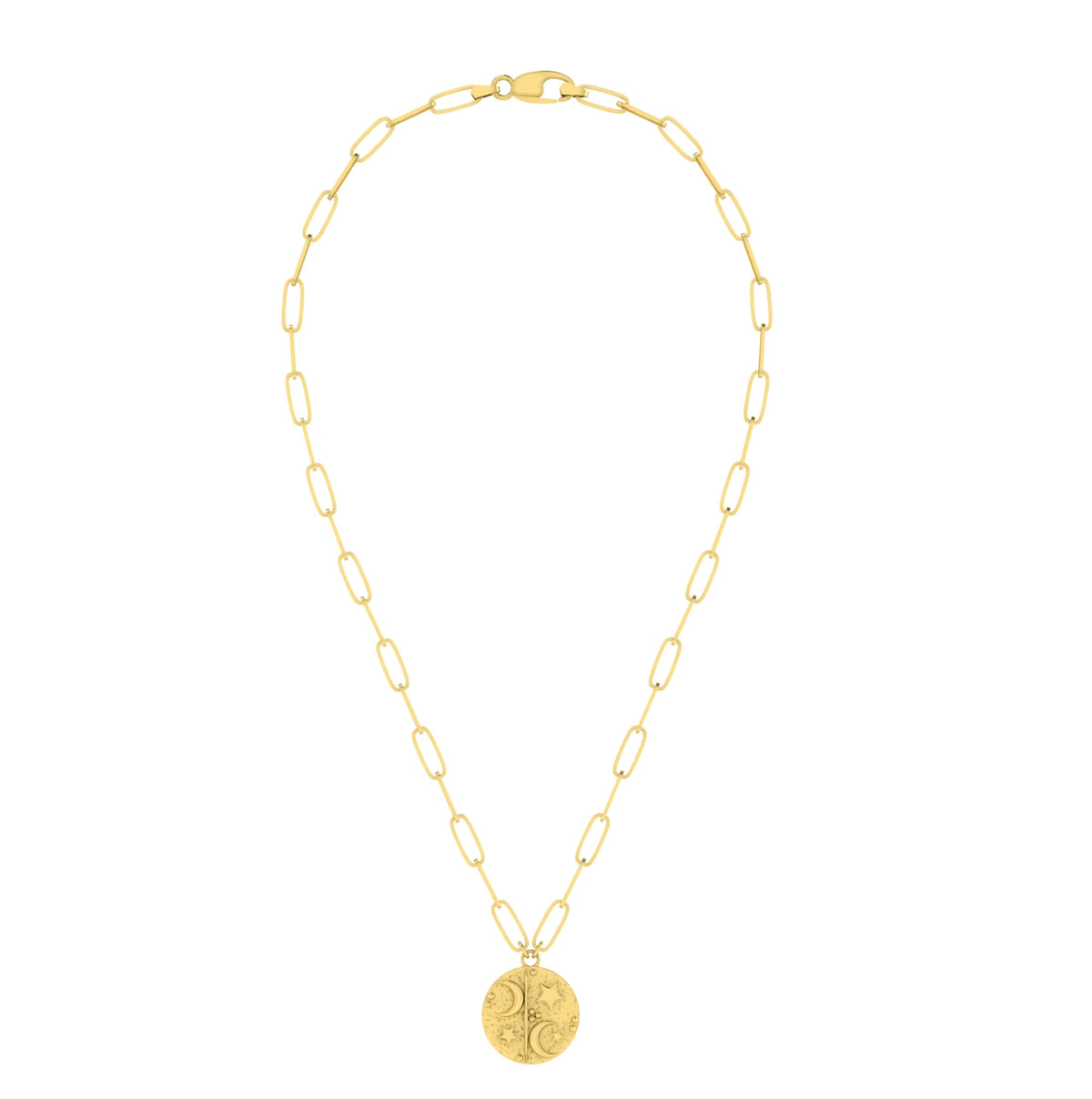 10K Yellow Gold Paperclip Chain Pendant Necklace X418