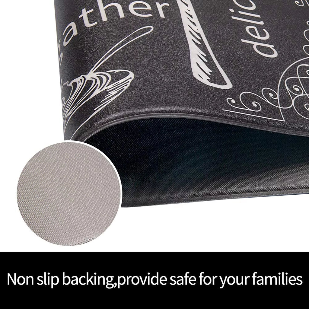 Anti Fatigue Kitchen Rug Mats Set of 2 Waterproof Non-Slip Black G663