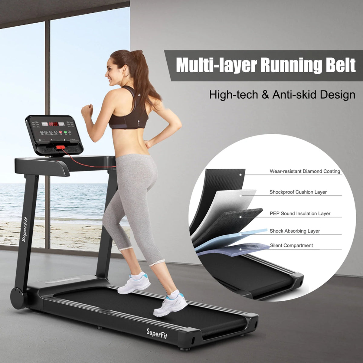 Electric Motorized Treadmill with LED Display S495419