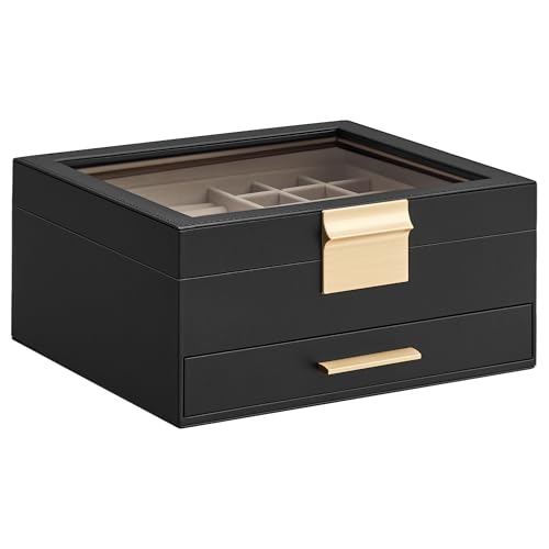 3-Layer Jewelry Box with Glass Lid and 2 Drawers N246