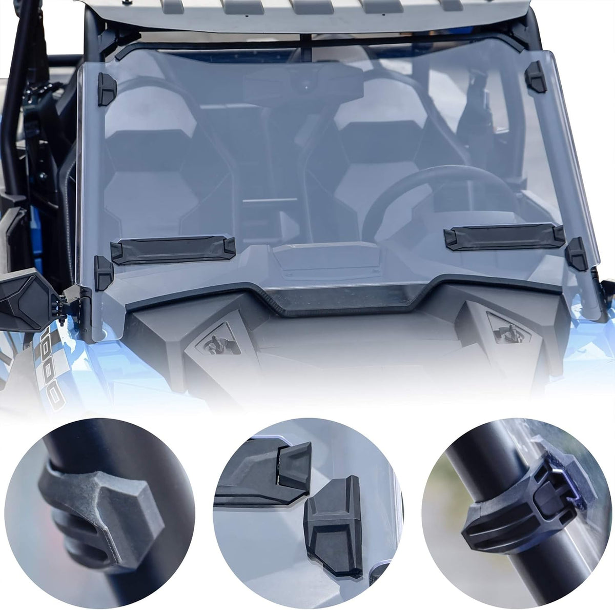 Clear Dustproof Hard Coat Poly Vented Full Windshield for Polaris RZR XP 1000 J729327