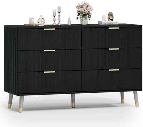 Black 7 Drawer Dresser with Metal Handles L47266