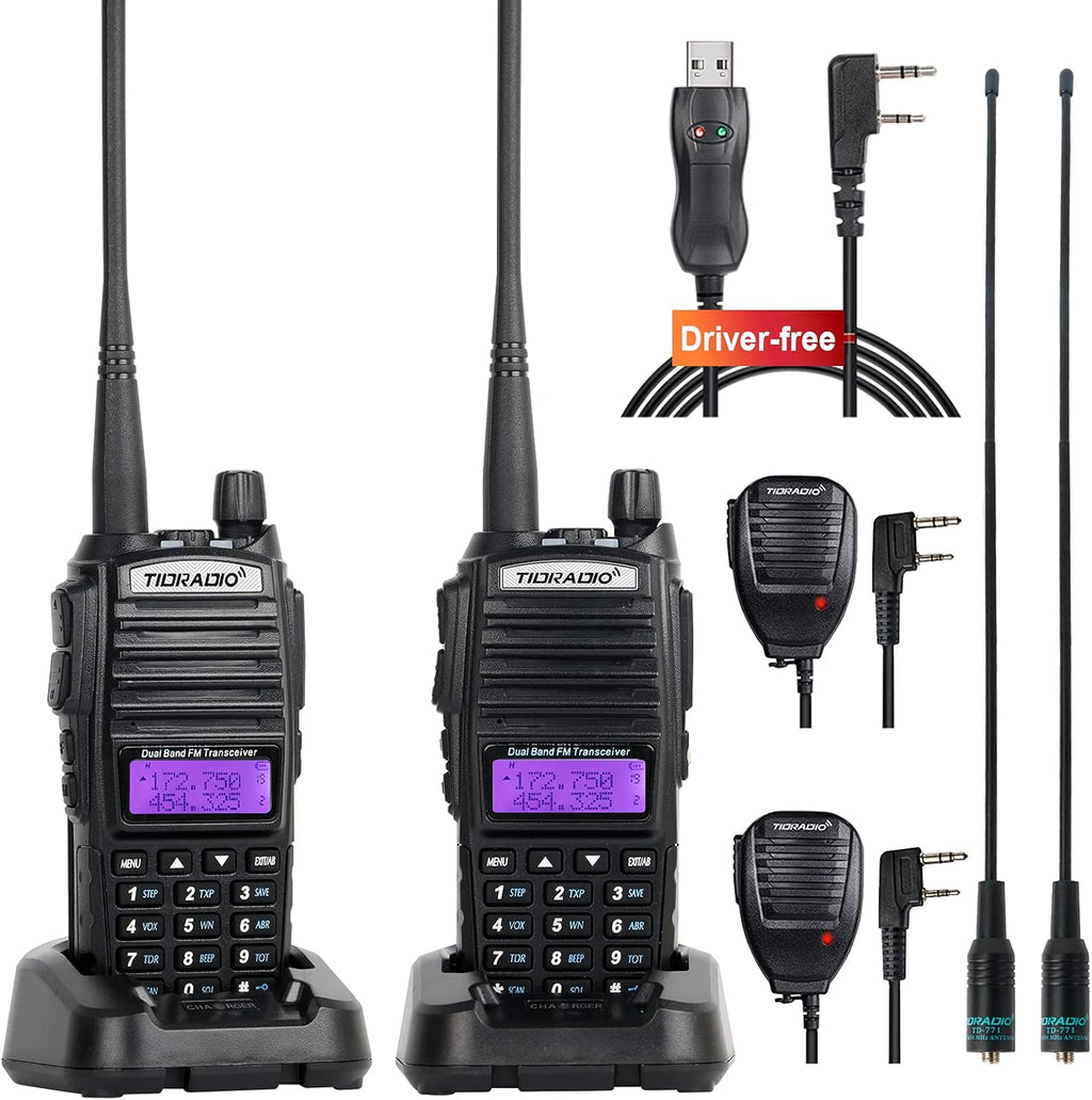 UV-82 Ham Radio Handheld 2 Way Radio with Programming Cable and Long Antenna (2Pack-Black) P983914