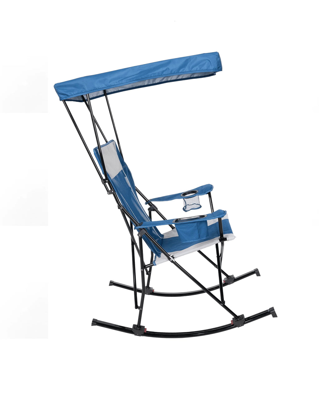 Blue and Grey Mesh Rocking Camp Chair with Canopy C716680