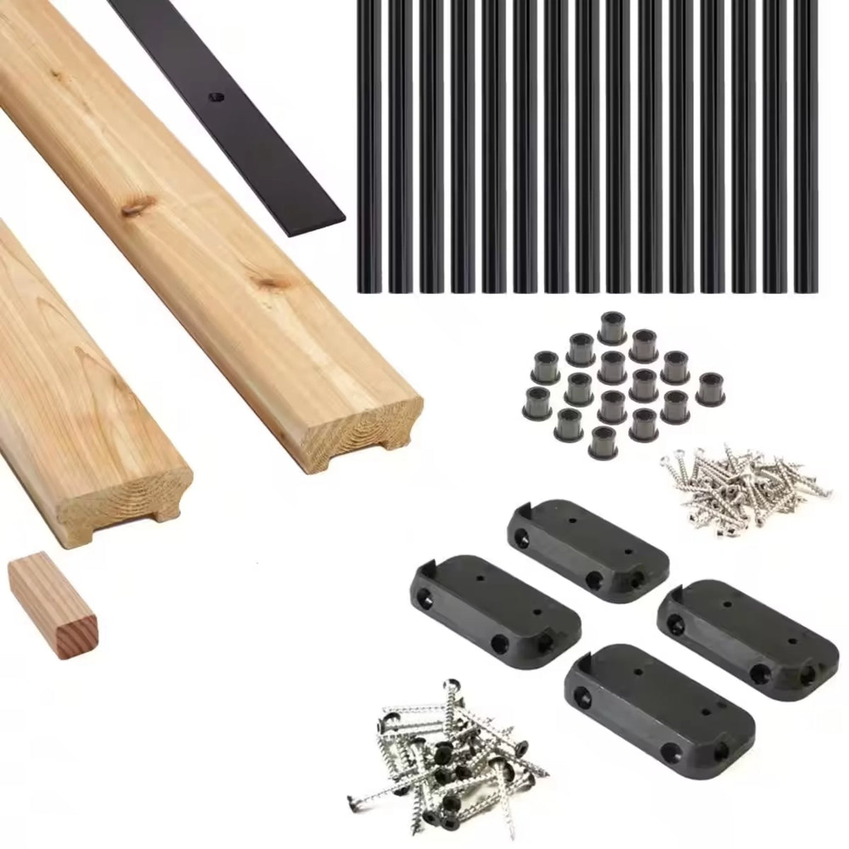 6 ft. Cedar Railing Kit with Aluminum Round Balusters O7221