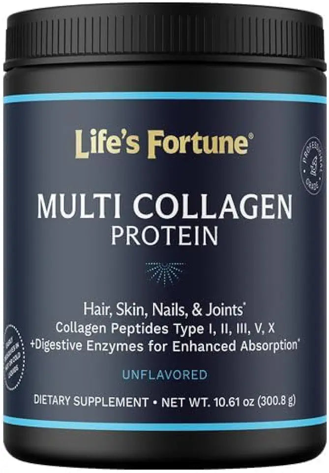 Hydrolyzed Multi Collagen Peptides Protein Powder with Digestive Enzyme Unflavored J280