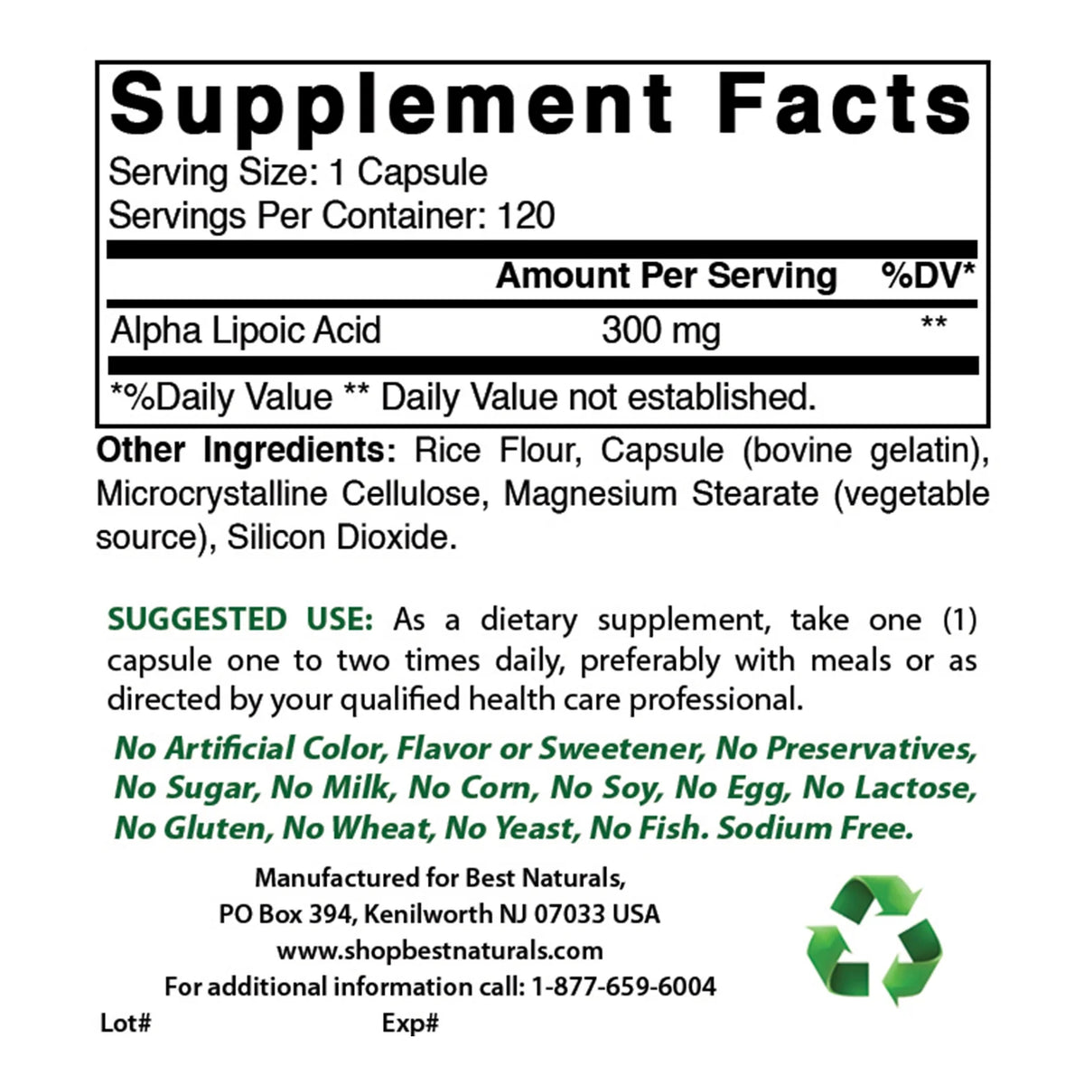 3 Pack Alpha Lipoic Acid 300 mg 120 Capsules R6333