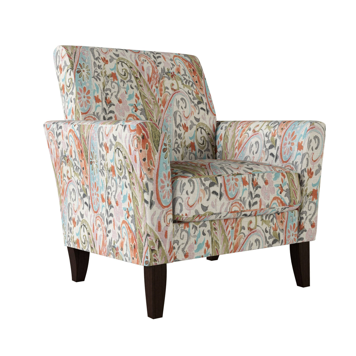 Transitional Flared Arm Armchair Multi Mango Paisley I6506