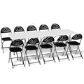11 Pieces Heavy Duty Utility 8 Ft Folding Plastic Dining Table with Handle and Chair Set E9210