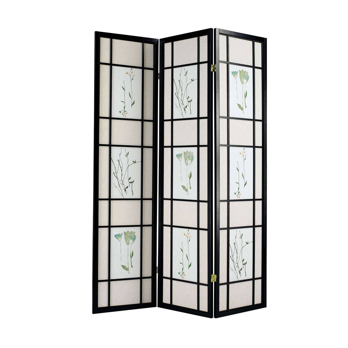 Black 3 Panel Wooden Screen A32189