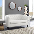 White Faux Leather Barrel Loveseat J237