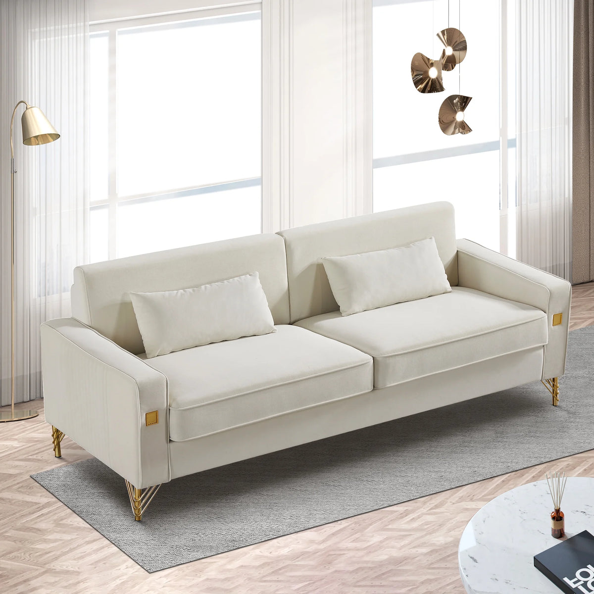 Velvet Sofa with Gold Legs J1286