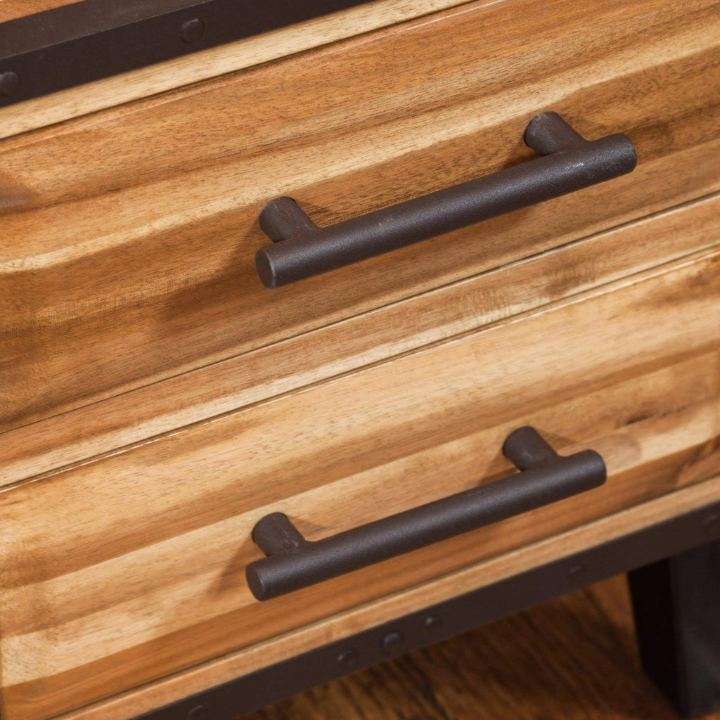 Natural Stained Acacia Wood Two Drawer Night Stand S994